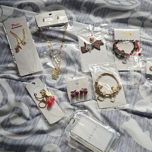 Pastels Gold and Red Charm Necklace